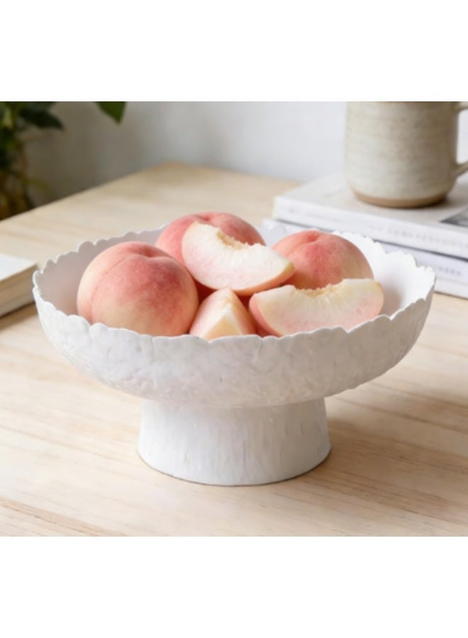 Arabest Large White Decorative Bowl, White Pedestal Bowl, Glass Decorative Bowls, Modern Fruit Bowl for Home Decor, Key Bowl, Candy Bowls, Smudge Bowls, Coffee Tables Centerpiece - Image 2